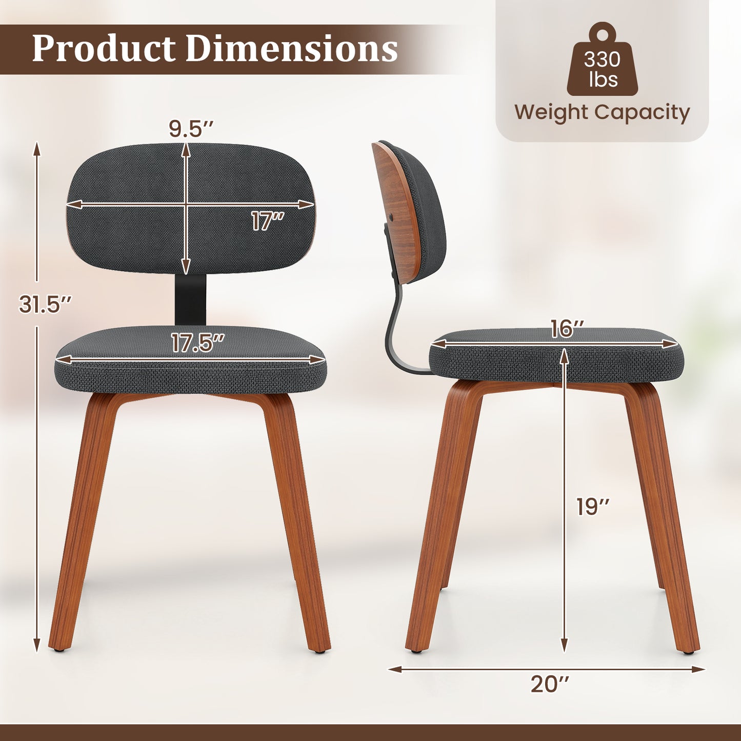 Upholstered Dining Chairs Set of 4 - Chenille Fabric