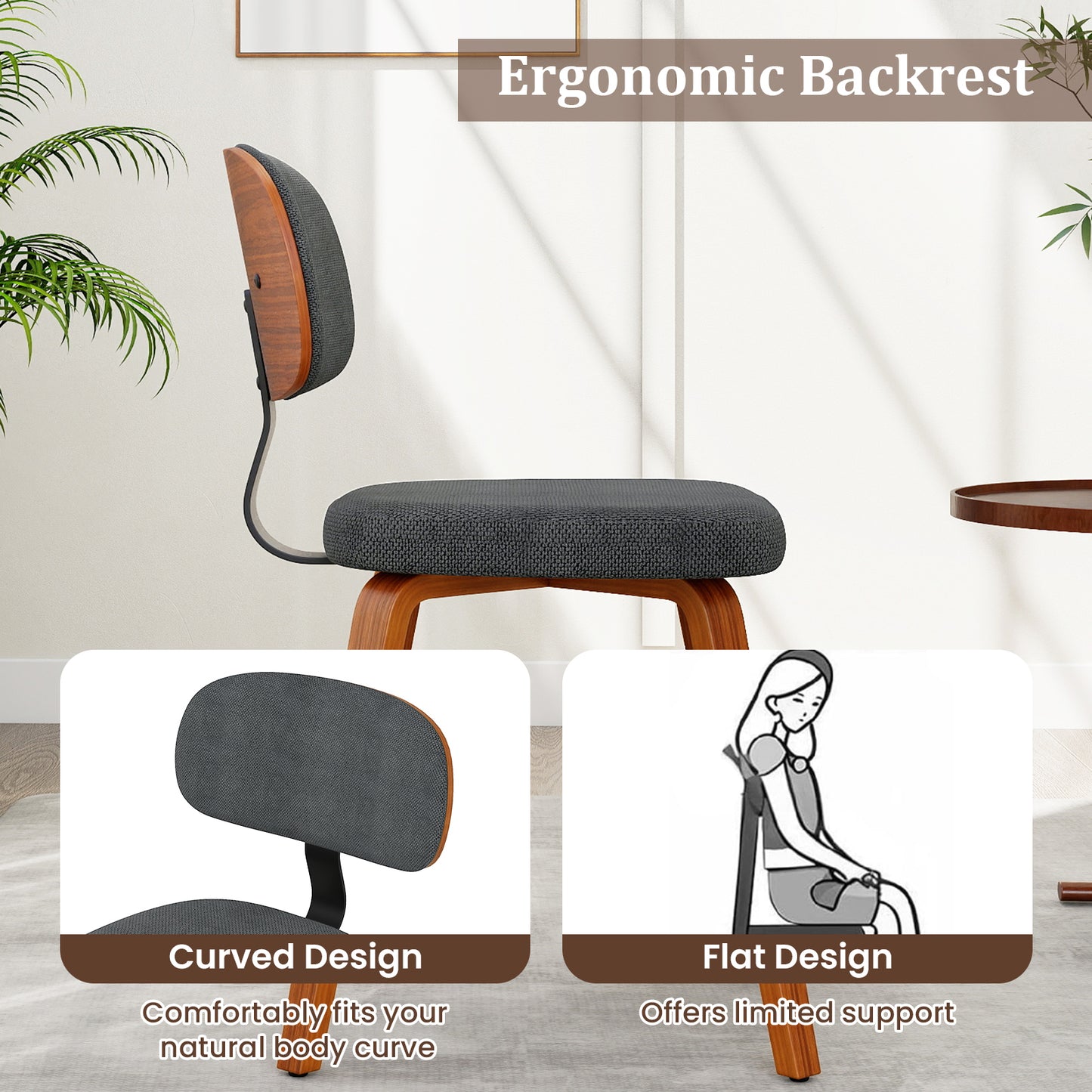 Upholstered Dining Chairs Set of 4 - Chenille Fabric