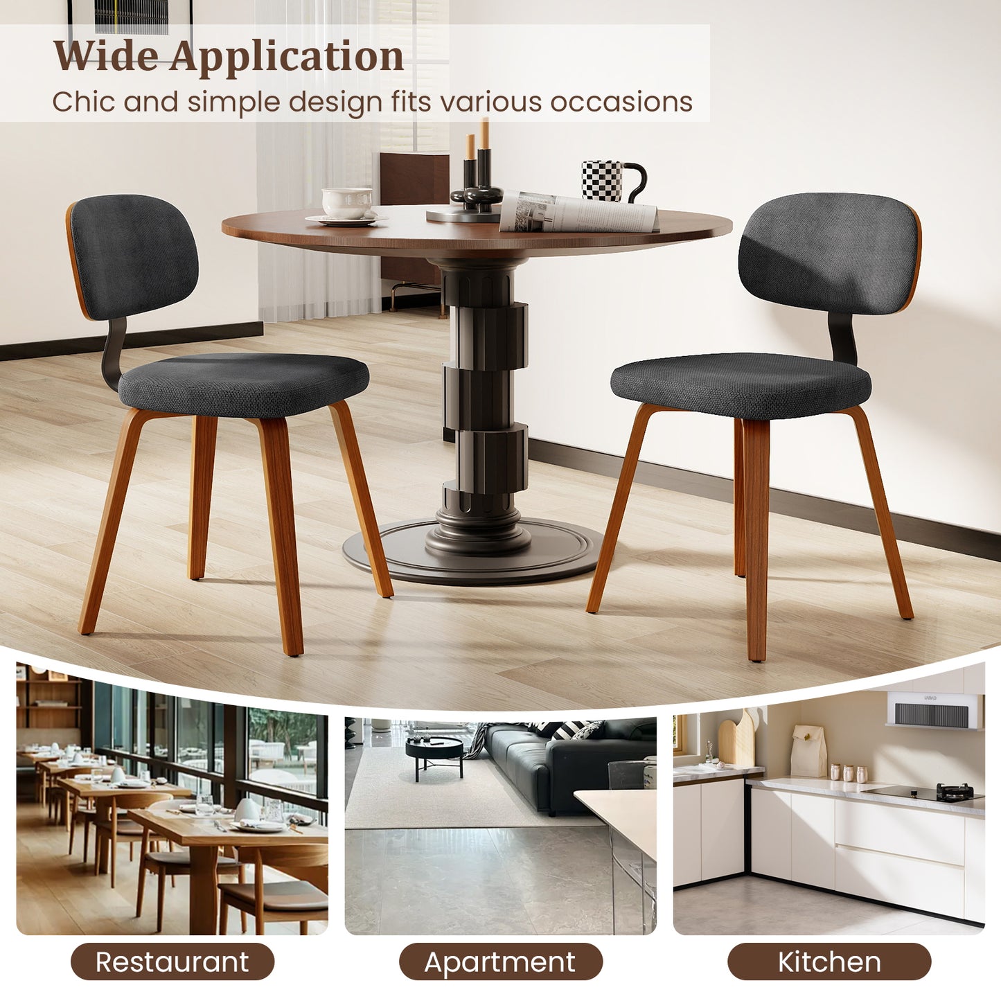 Upholstered Dining Chairs Set of 4 - Chenille Fabric