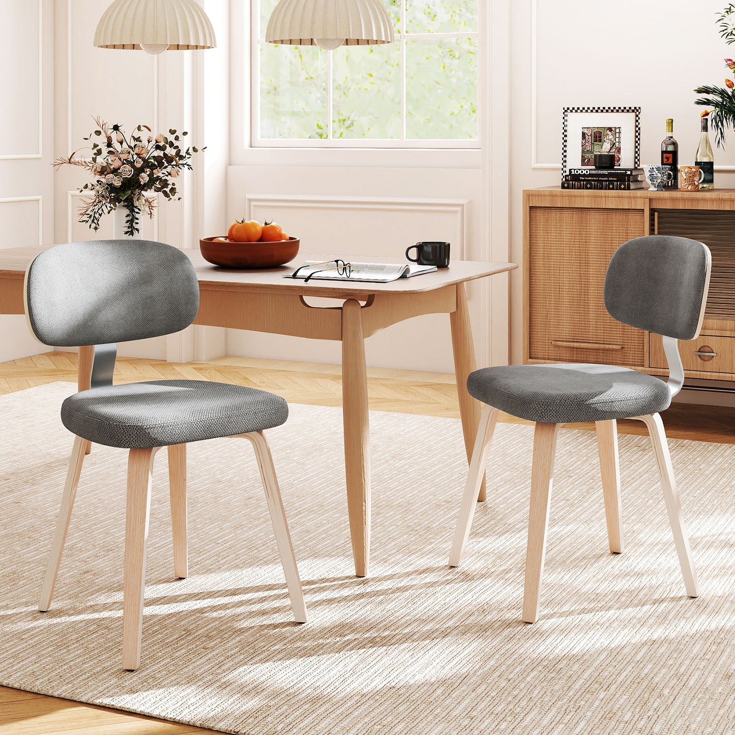 Upholstered Dining Chairs Set of 2 - Chenille Fabric