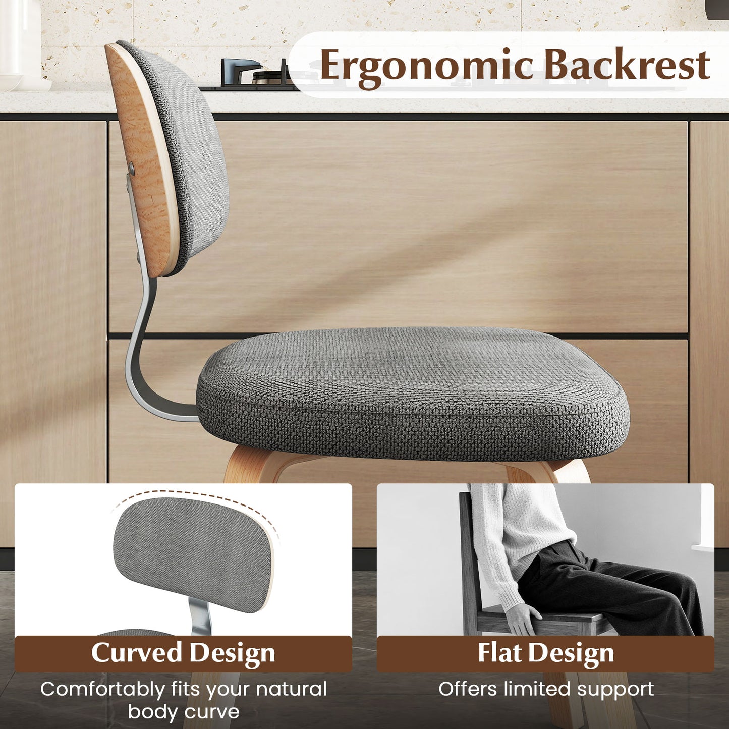 Upholstered Dining Chairs Set of 2 - Chenille Fabric