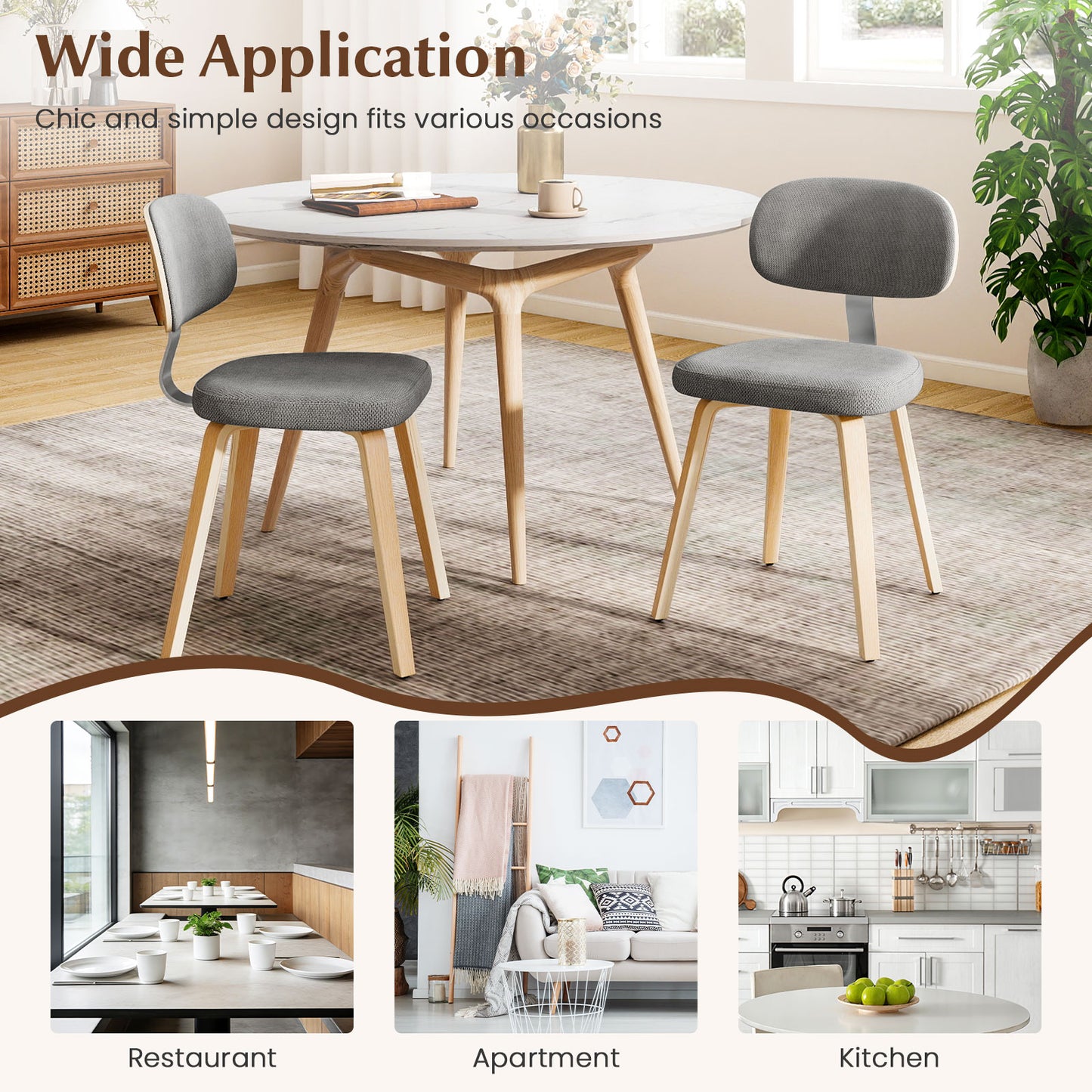 Upholstered Dining Chairs Set of 2 - Chenille Fabric