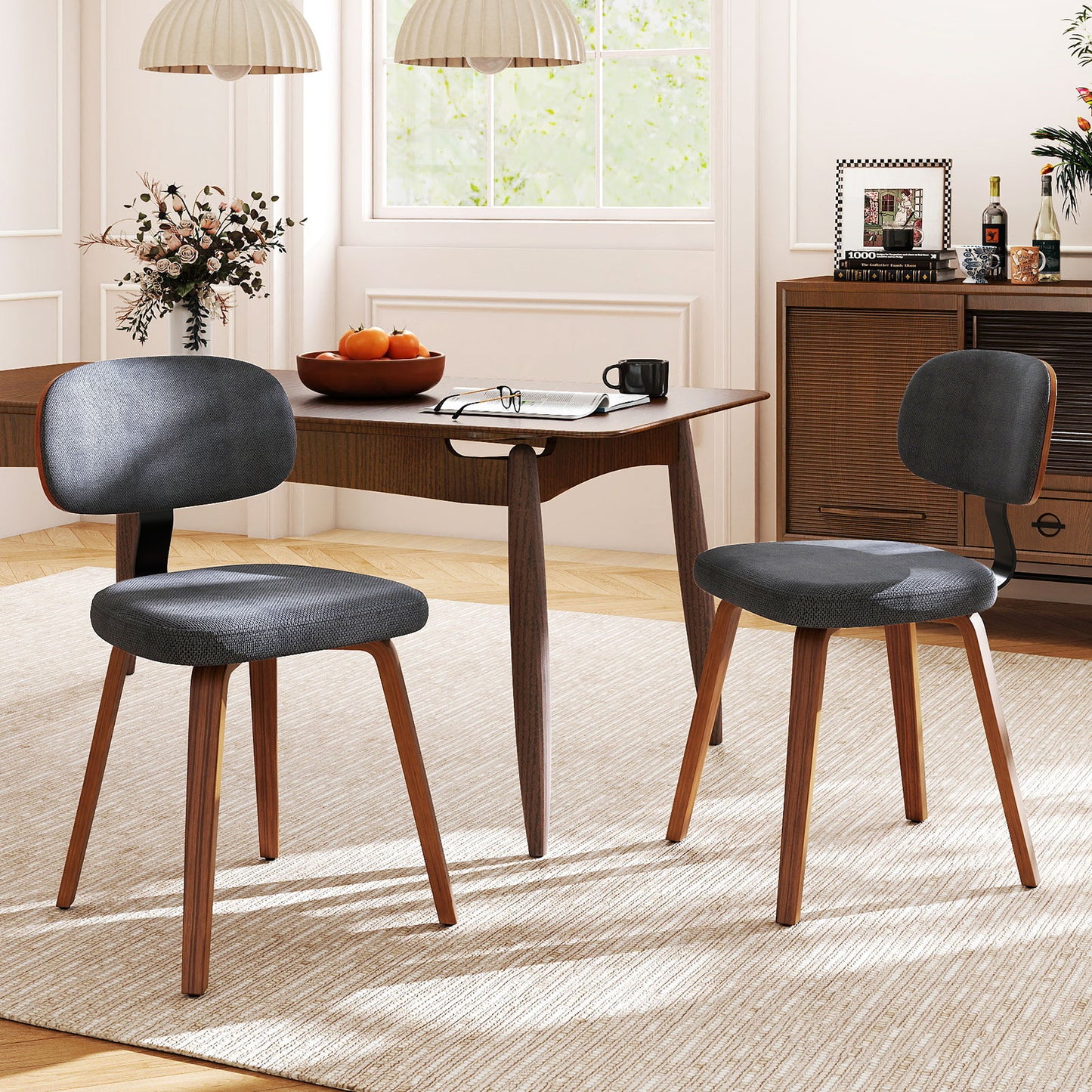 Upholstered Dining Chairs Set of 2 - Chenille Fabric