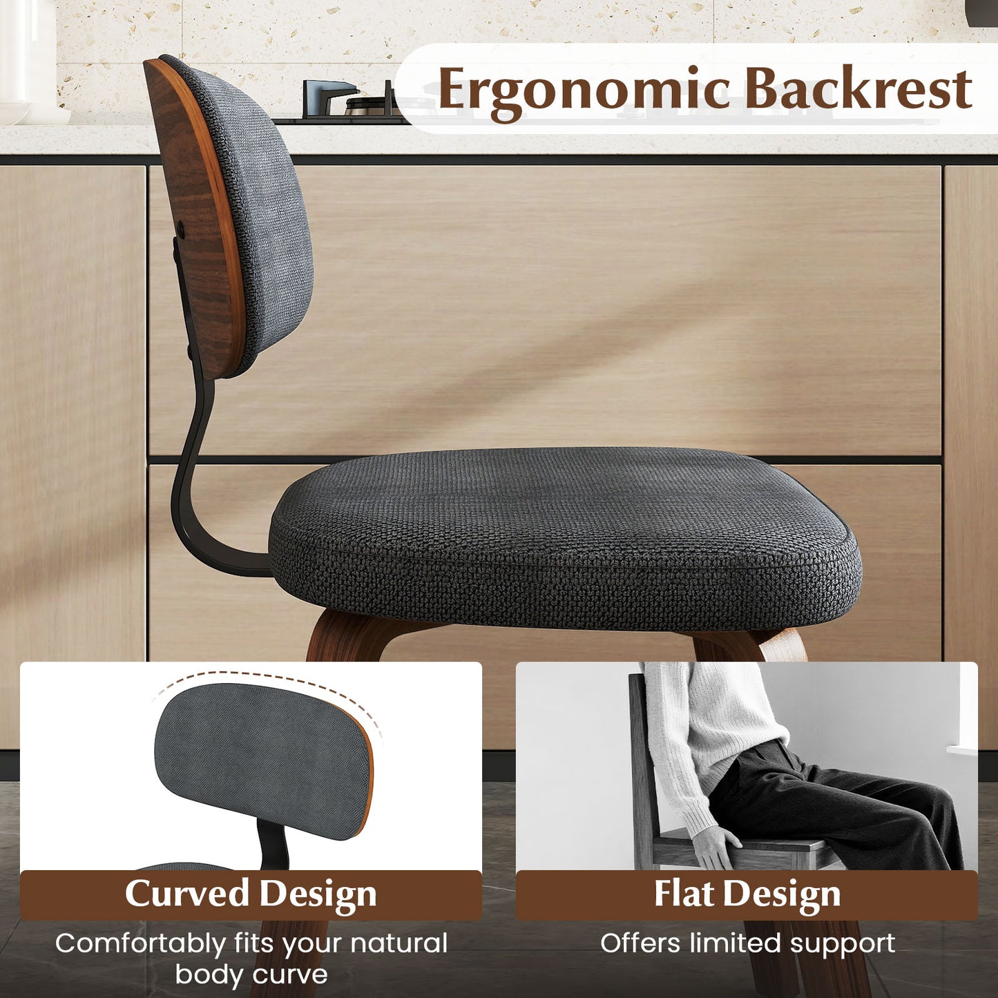 Upholstered Dining Chairs Set of 2 - Chenille Fabric