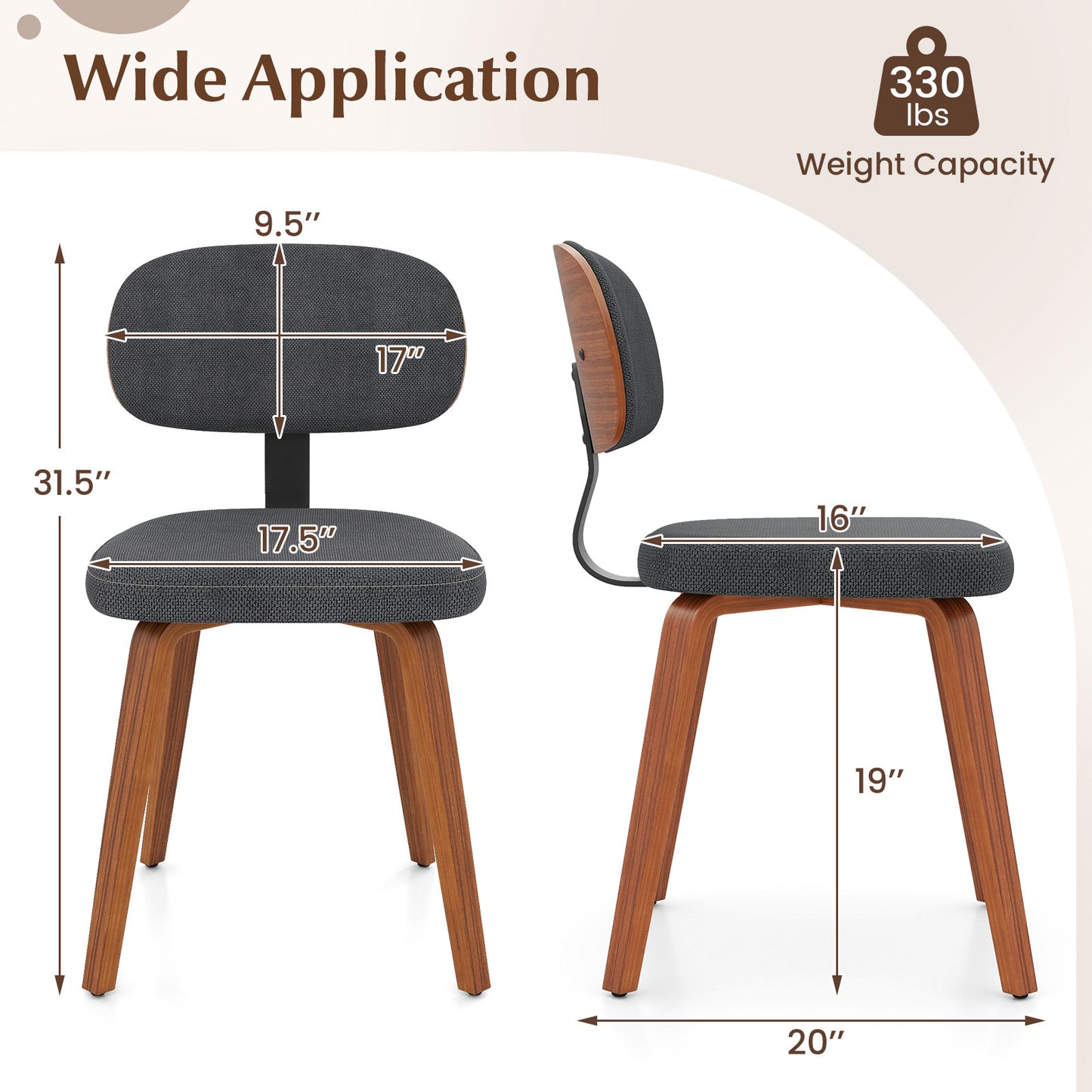 Upholstered Dining Chairs Set of 2 - Chenille Fabric