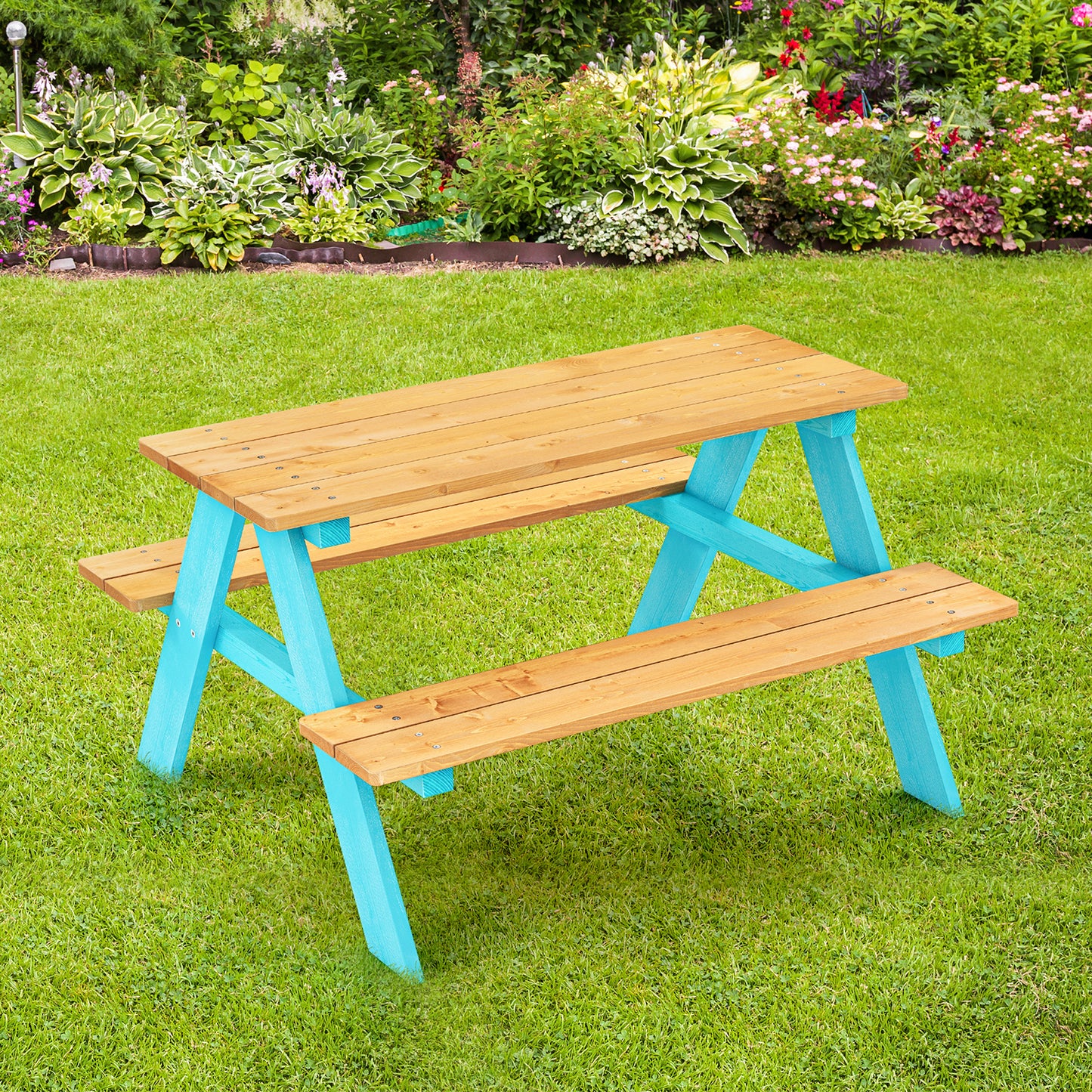 Wooden Kids Picnic Table with Benches for Indoor & Outdoor