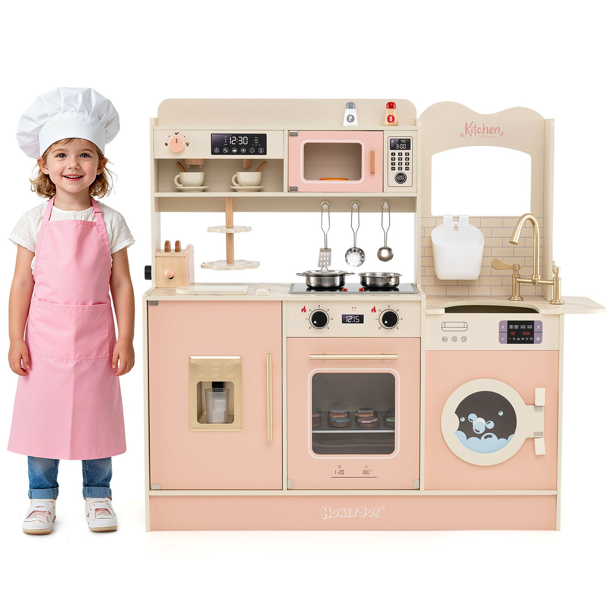 Children Pretend Toy Kitchen Playset with Light and Sound