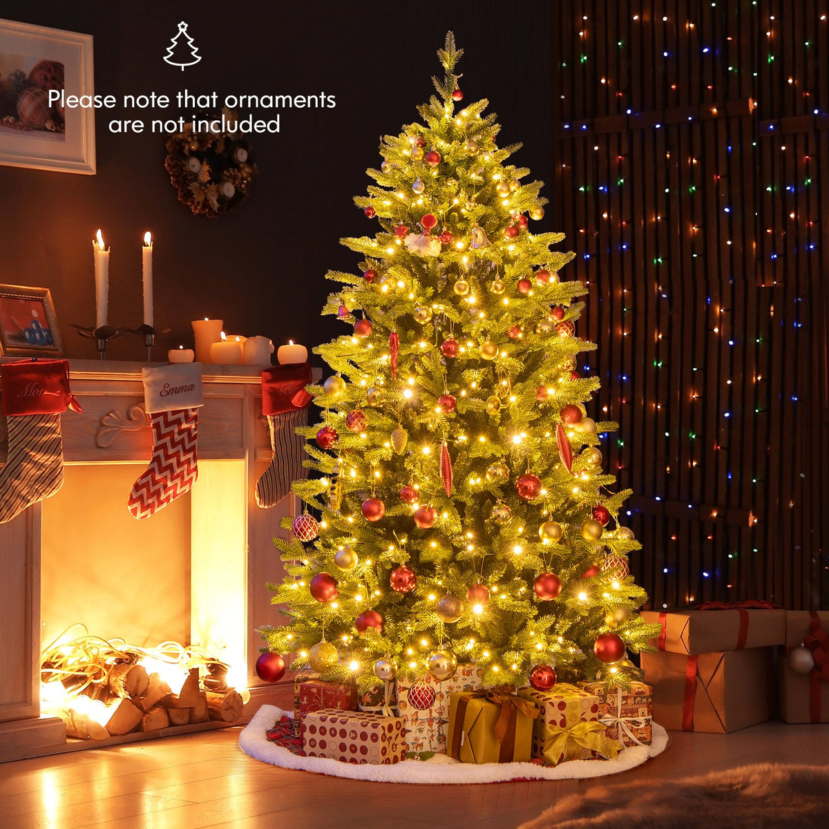 5 Feet Artificial Xmas Tree Hinged with 11 Lighting Modes and Remote Control