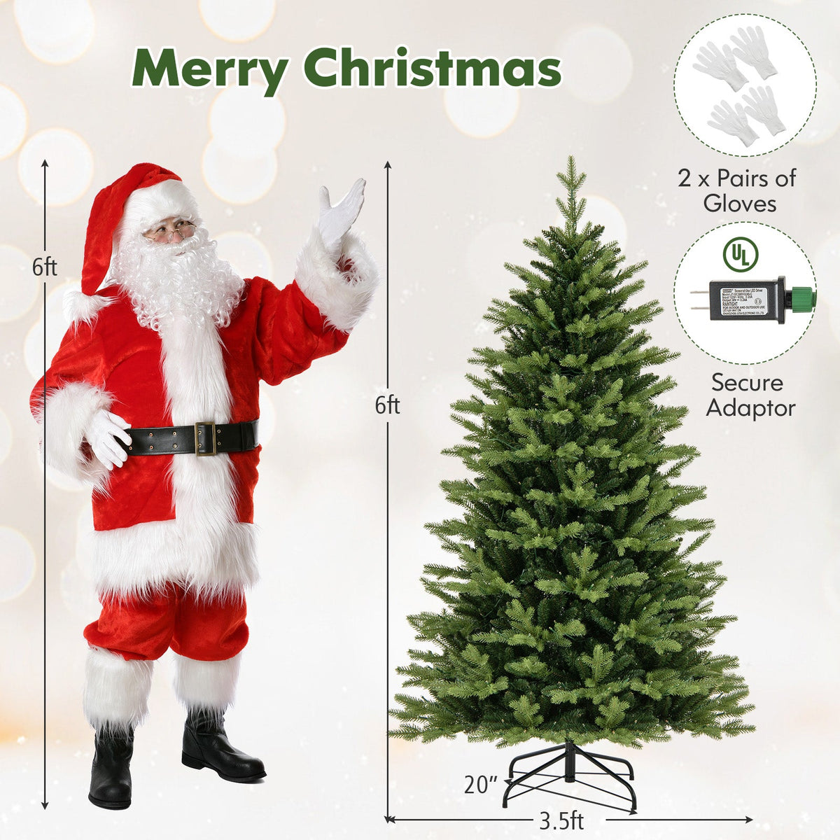 5 Feet Artificial Xmas Tree Hinged with 11 Lighting Modes and Remote Control