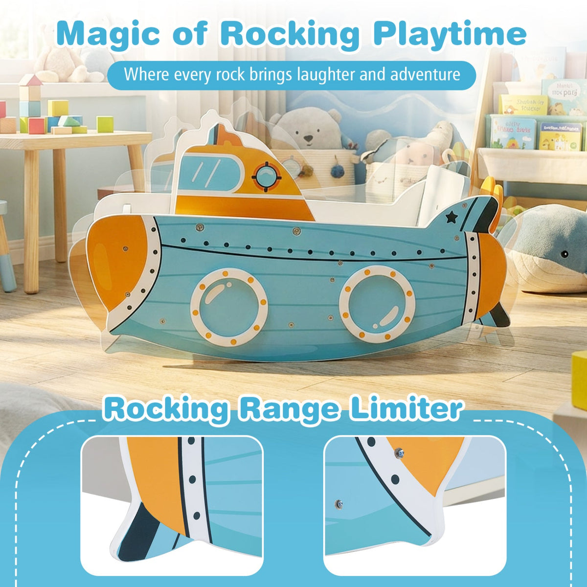 Wooden Submarine Rocking Climber with Rotating Propeller