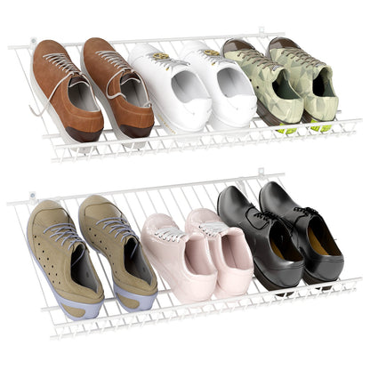 Closet Shelves Wall Mounted Set of 2 Metal Wire Shoe Racks