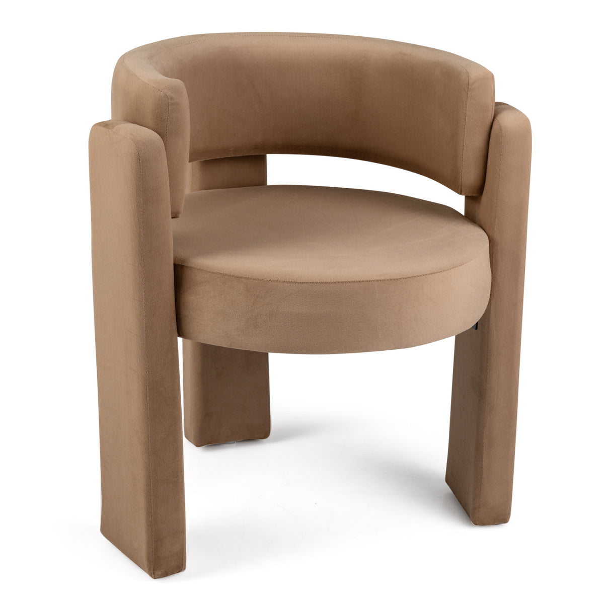 Comfy Upholstered Armchair Modern Velvet Barrel Accent Chair