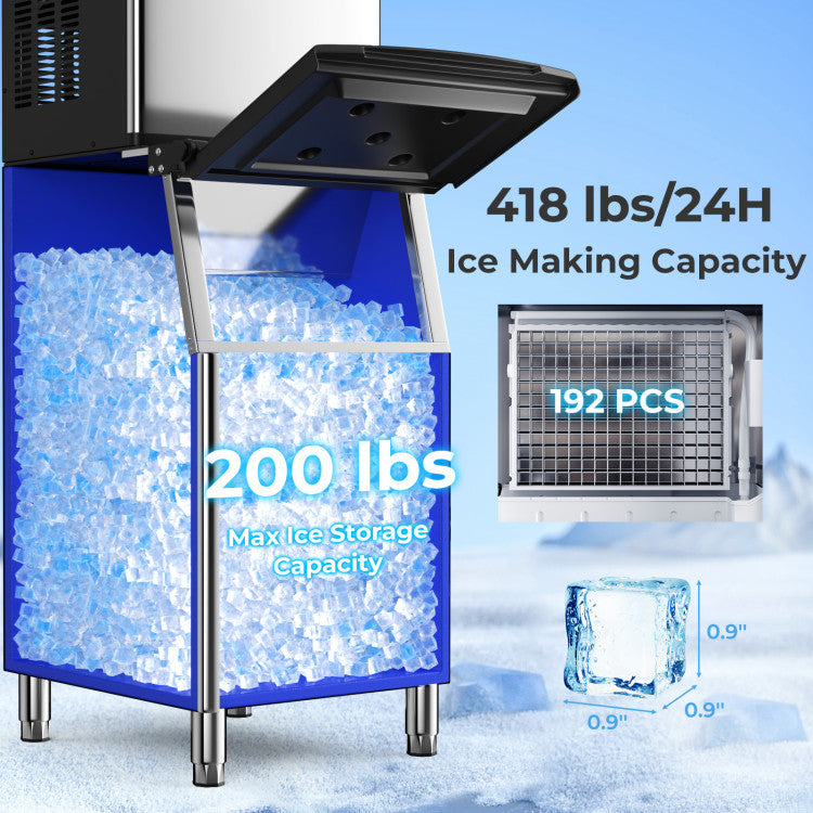 418 LBS Ice Maker with 200 LBS Bin