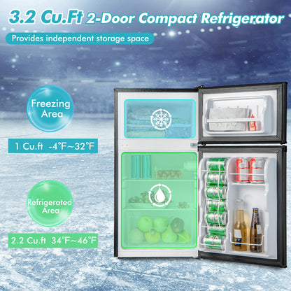 3.2 Cu. Ft Compact Mini Fridge with 5 Temperature Settings