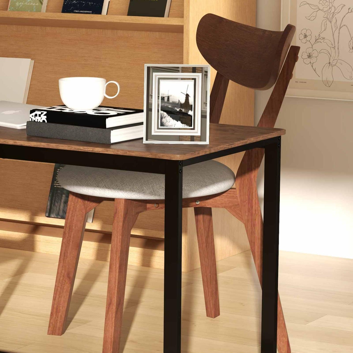 5-Piece Modern Dining Set with Glass Table and Chairs