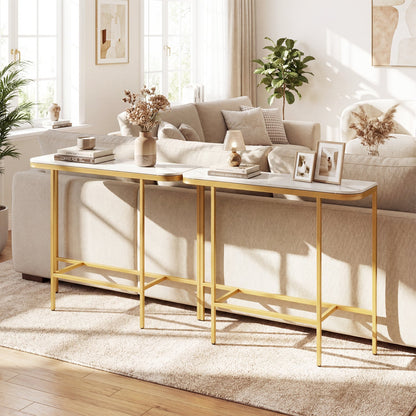 Console Table 44-Inch Entryway Table with Faux Marble Tabletop and Heavy-Duty Metal Frame