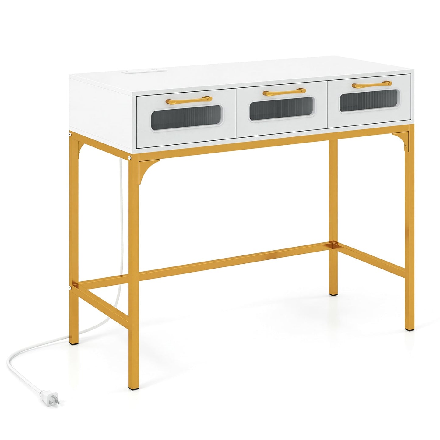 Console Table with LED Lighting and Charging Station for Living Room and Hallway