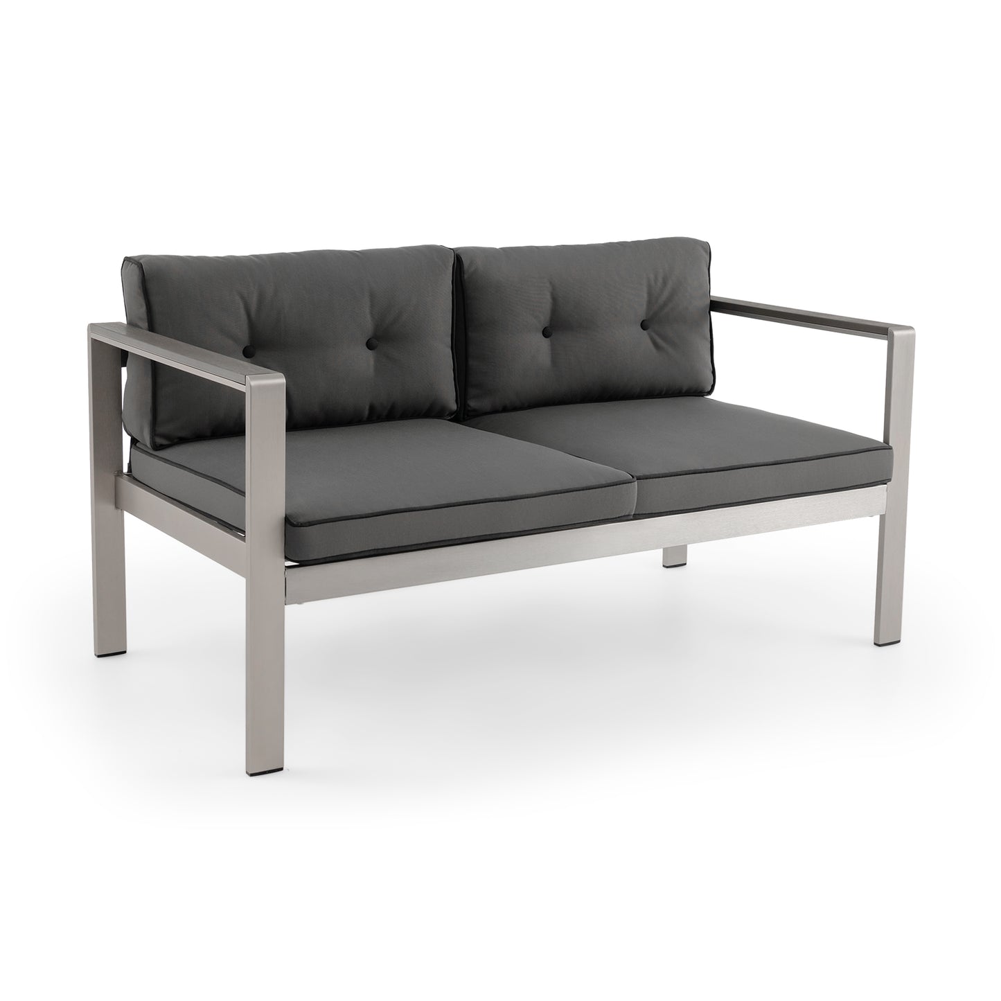 2-Person Outdoor Sofa with WPC Armrests and Cushions