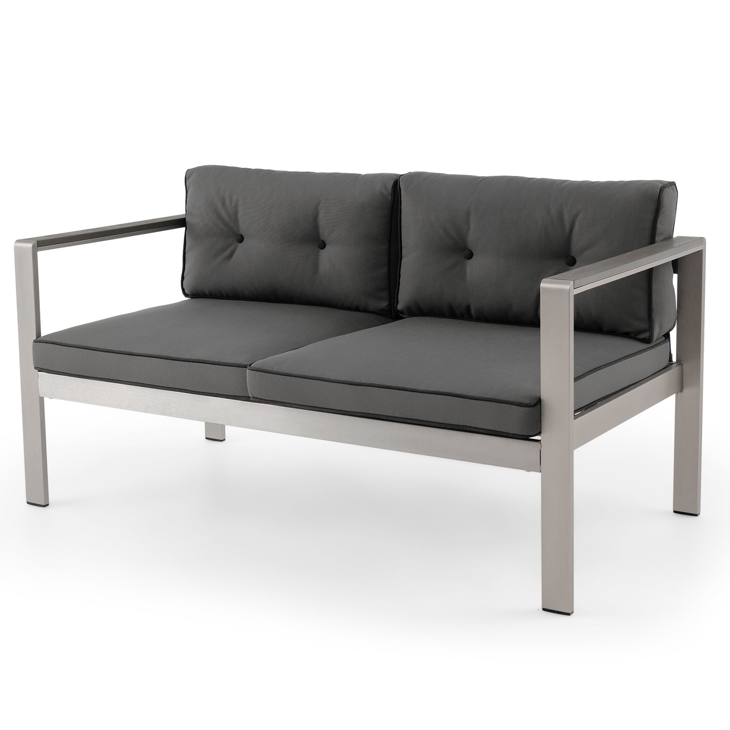 2-Person Outdoor Sofa with WPC Armrests and Cushions