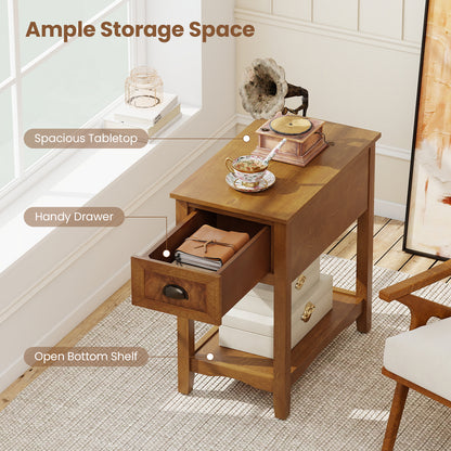 Chair Side End Table with Drawer and Shelf