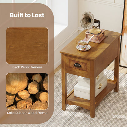 Chair Side End Table with Drawer and Shelf