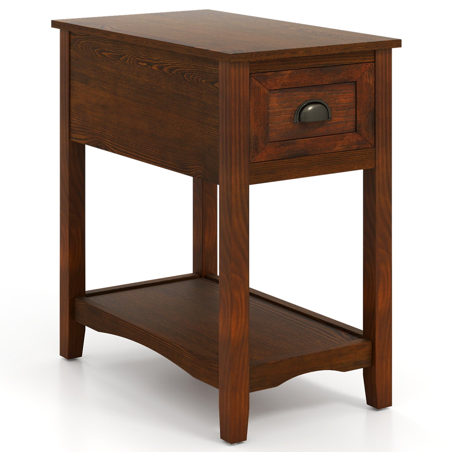 Chair Side End Table with Drawer and Shelf