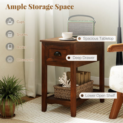 Chair Side End Table with Drawer and Shelf