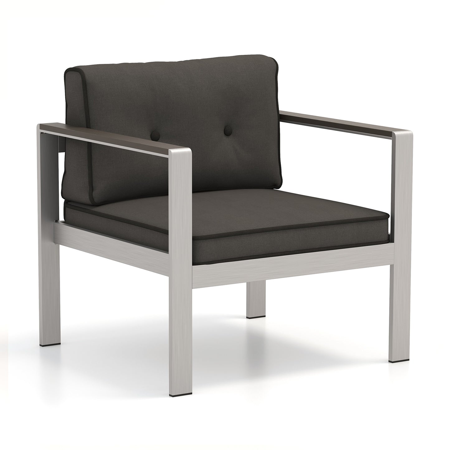 Contemporary Outdoor Sofa Chair with WPC Armrests - Gray
