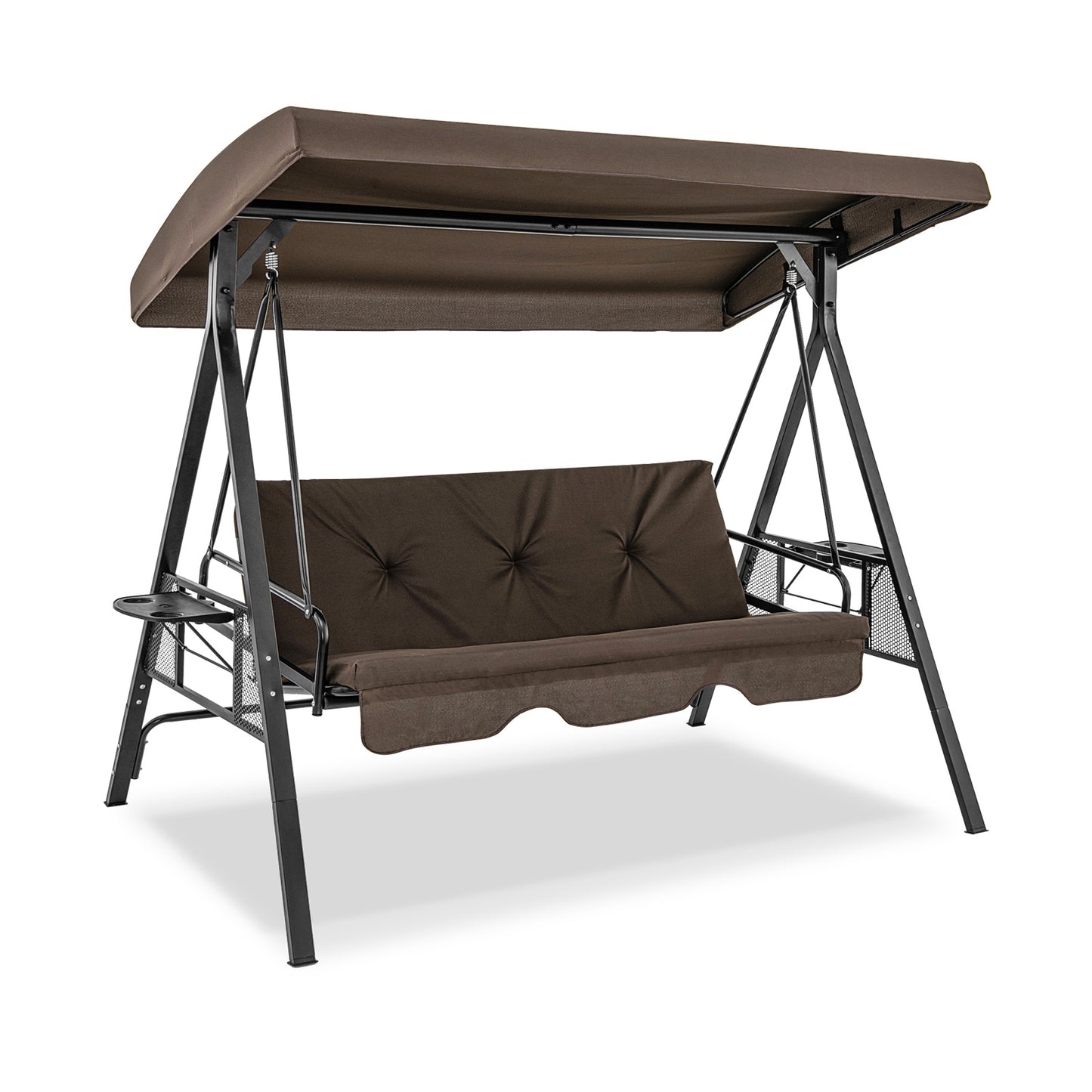 3-Seat Convertible Patio Swing with Adjustable Canopy