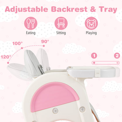 Convertible Baby High Chair with Adjustable Backrest & Tray