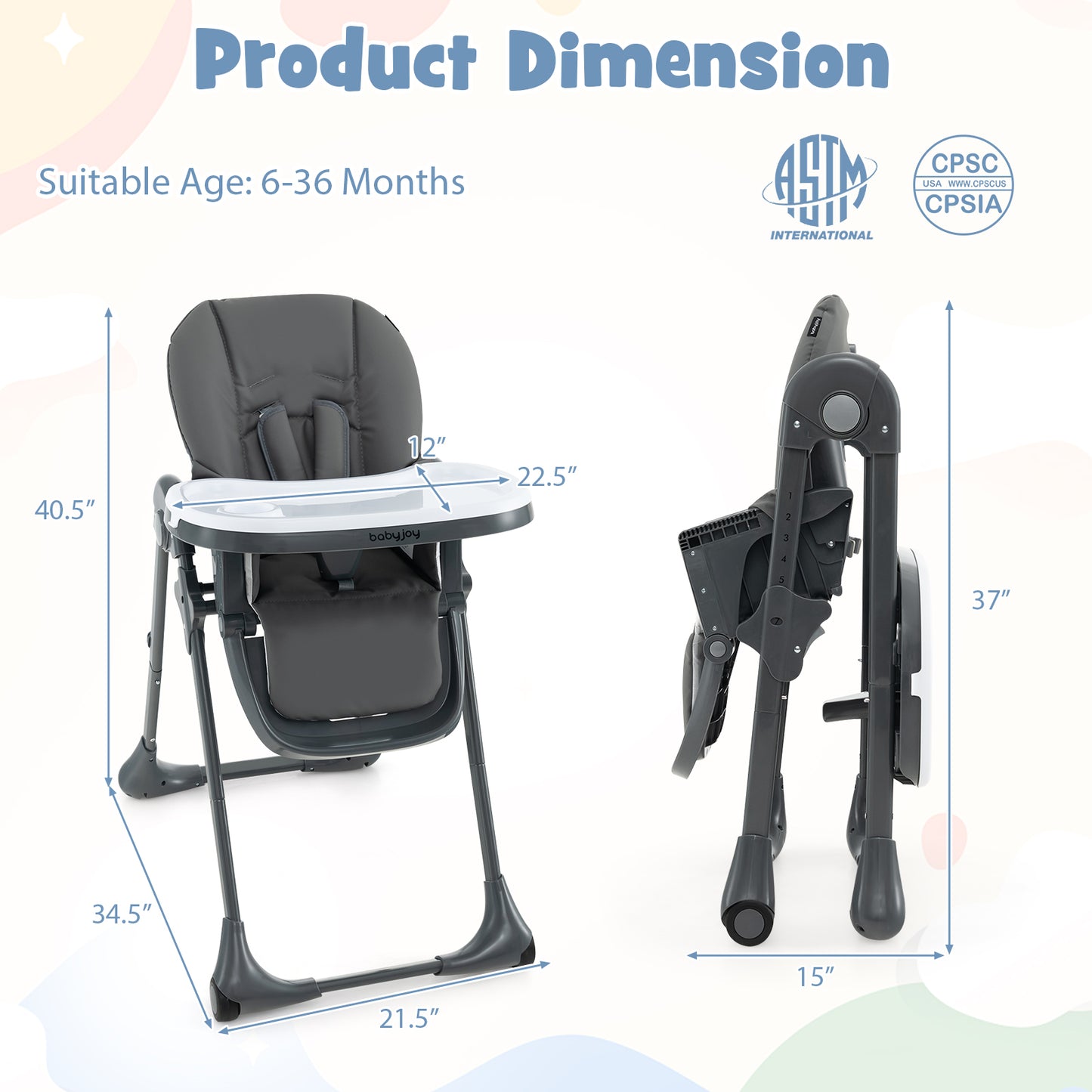 3-in-1 Convertible Baby High Chair with Adjustable Height