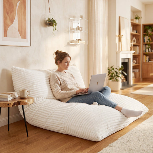 Convertible Bean Bag Floor Sofa with Washable Corduroy Cover