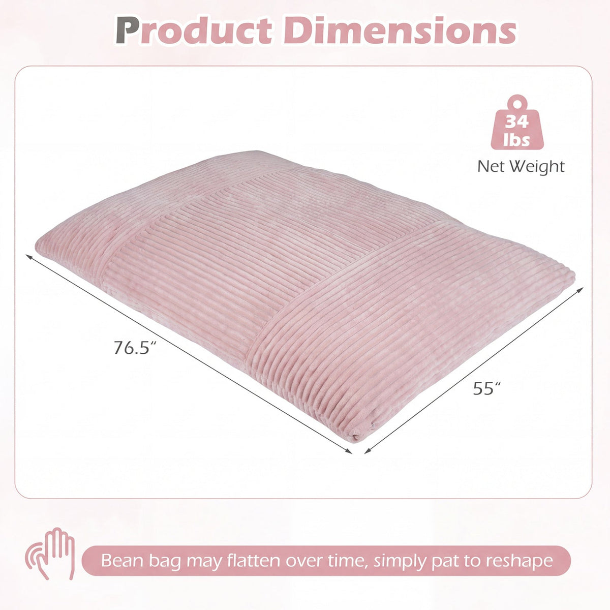 Convertible Bean Bag Floor Sofa with Washable Corduroy Cover