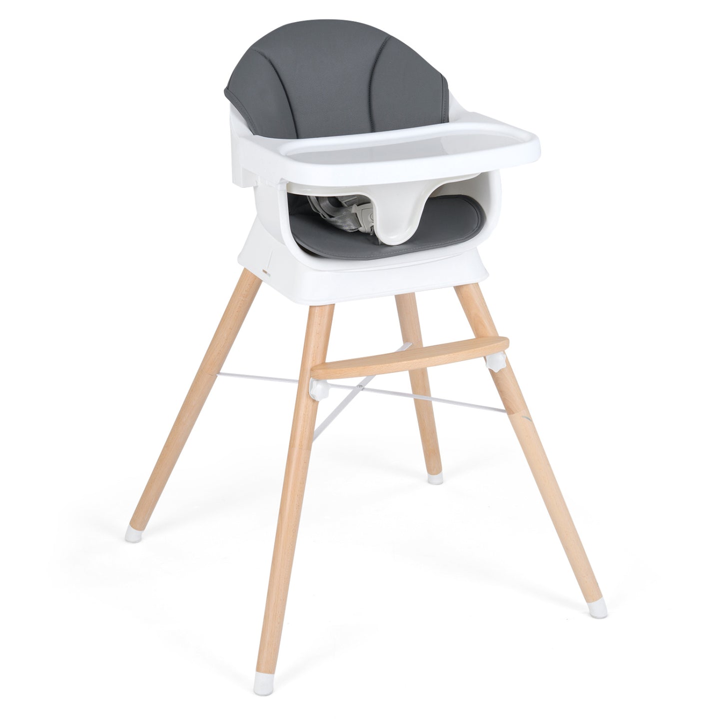 Convertible Wood High Chair with Adjustable Tray