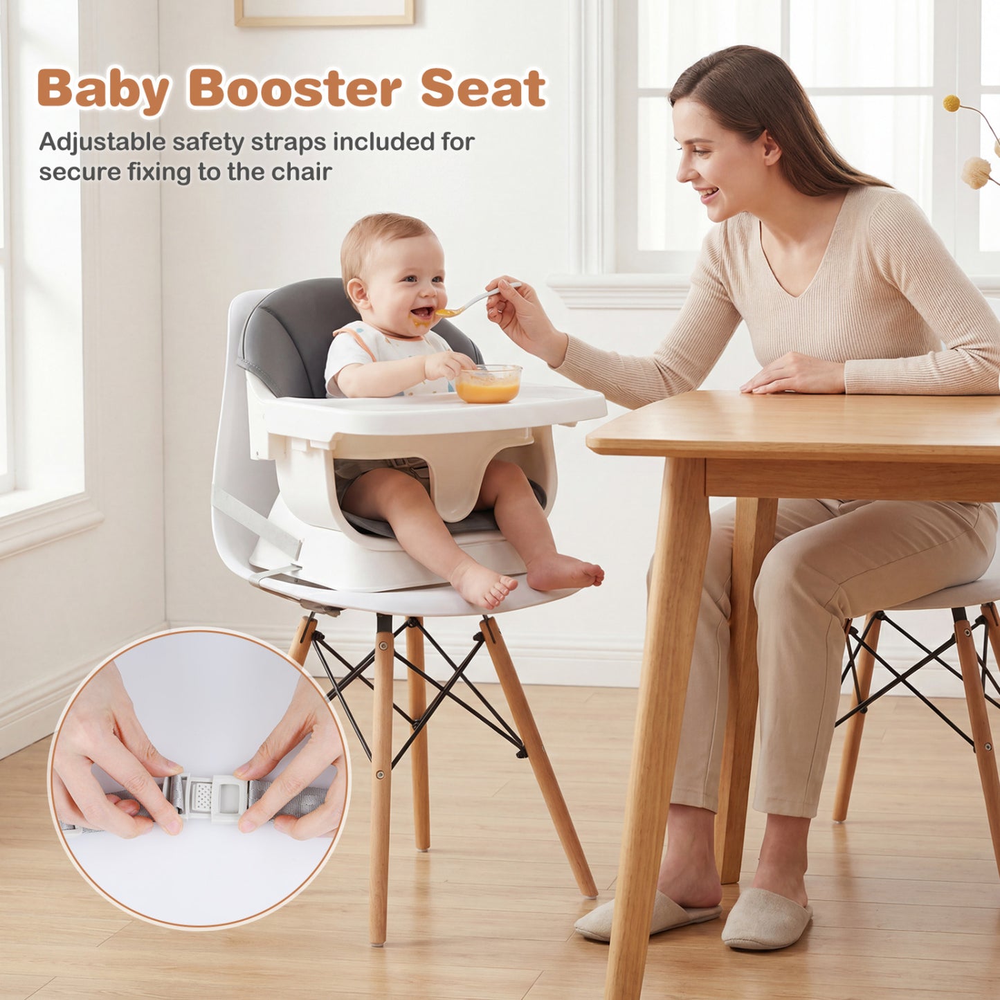 Convertible Wood High Chair with Adjustable Tray