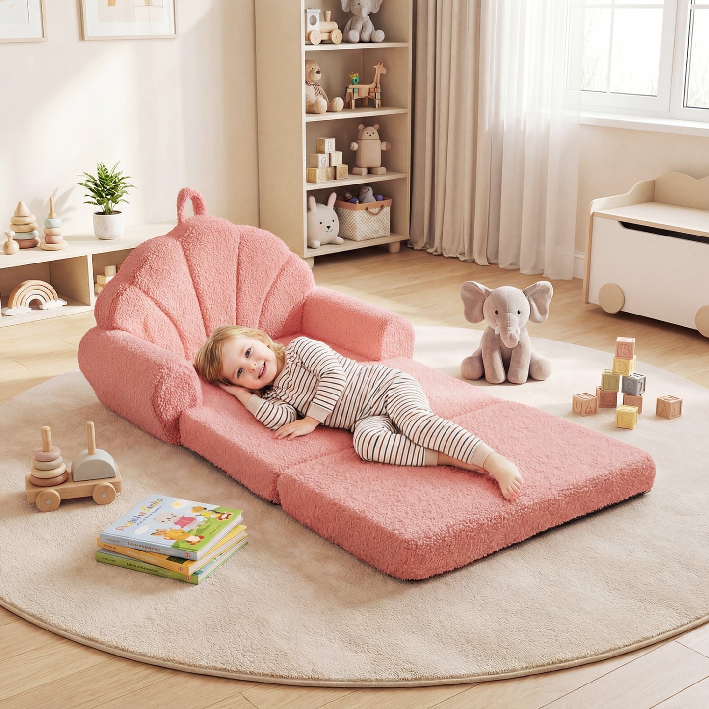 Convertible Kids Sofa 2-in-1 Fold Out Toddler Chair