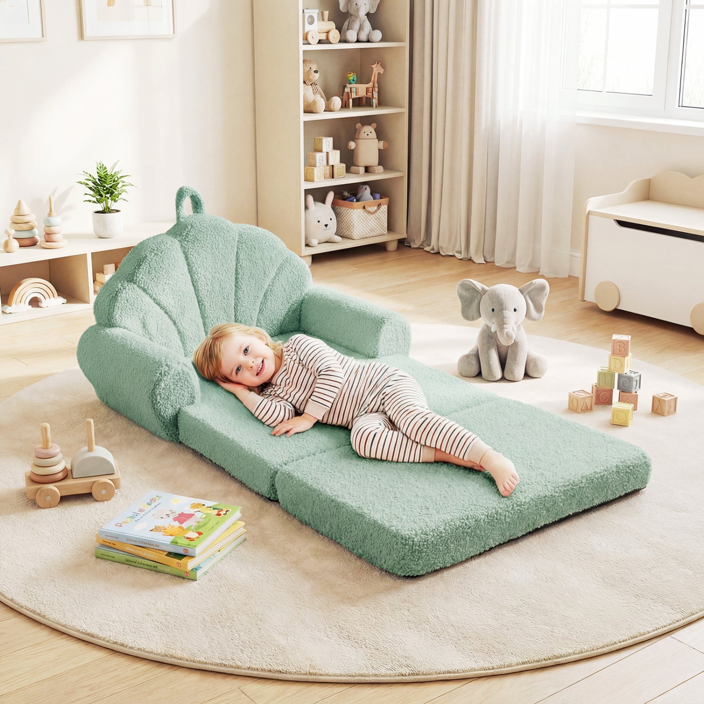 Convertible Kids Sofa 2-in-1 Fold Out Toddler Chair