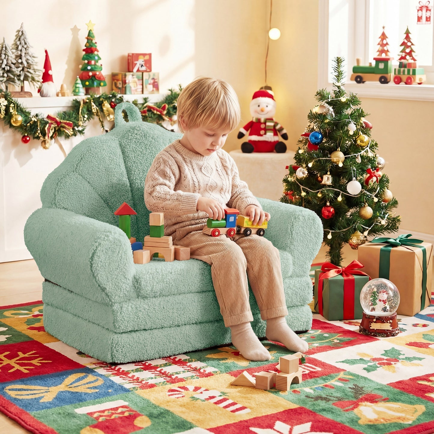 Convertible Kids Sofa 2-in-1 Fold Out Toddler Chair