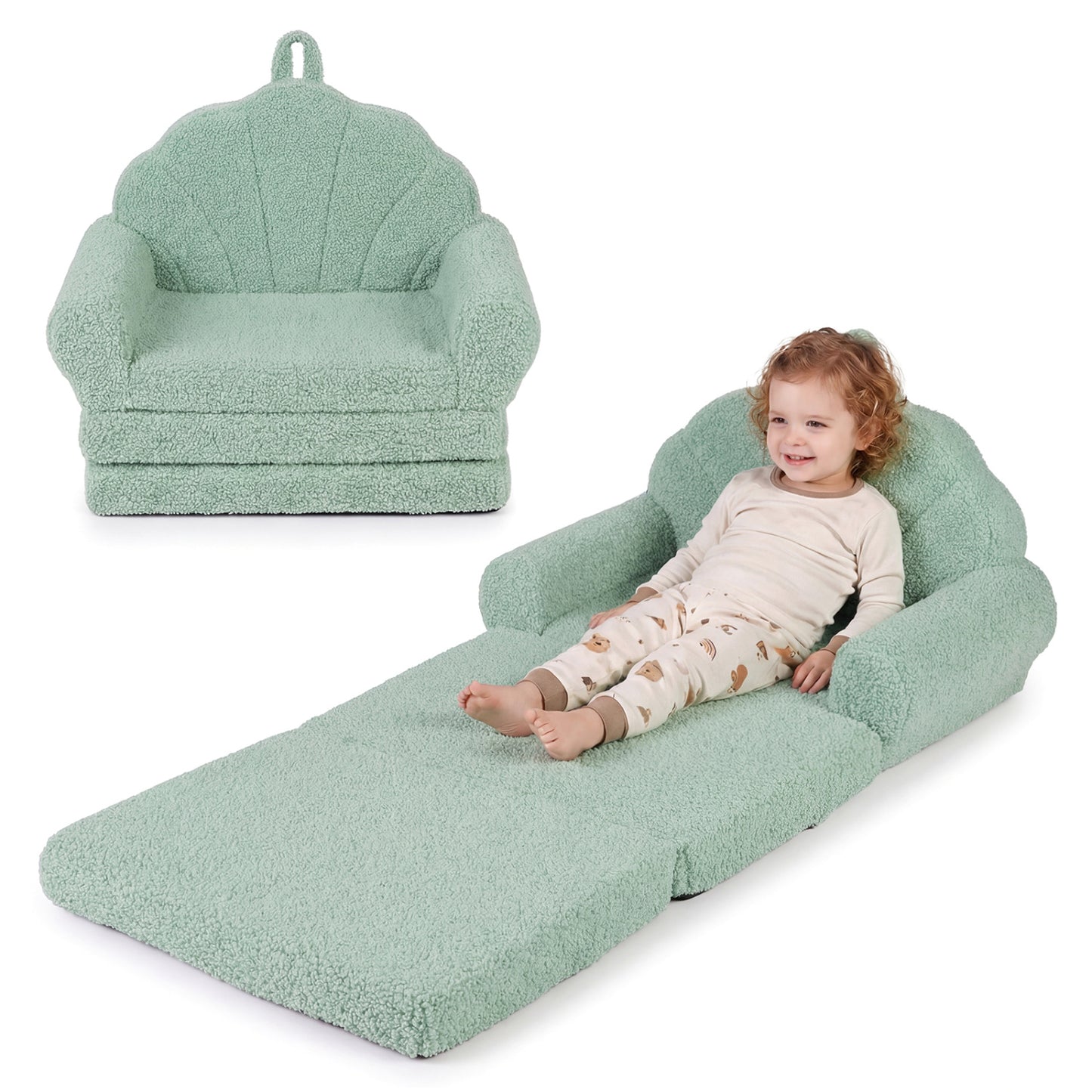 Convertible Kids Sofa 2-in-1 Fold Out Toddler Chair