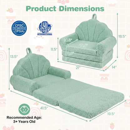 Convertible Kids Sofa 2-in-1 Fold Out Toddler Chair