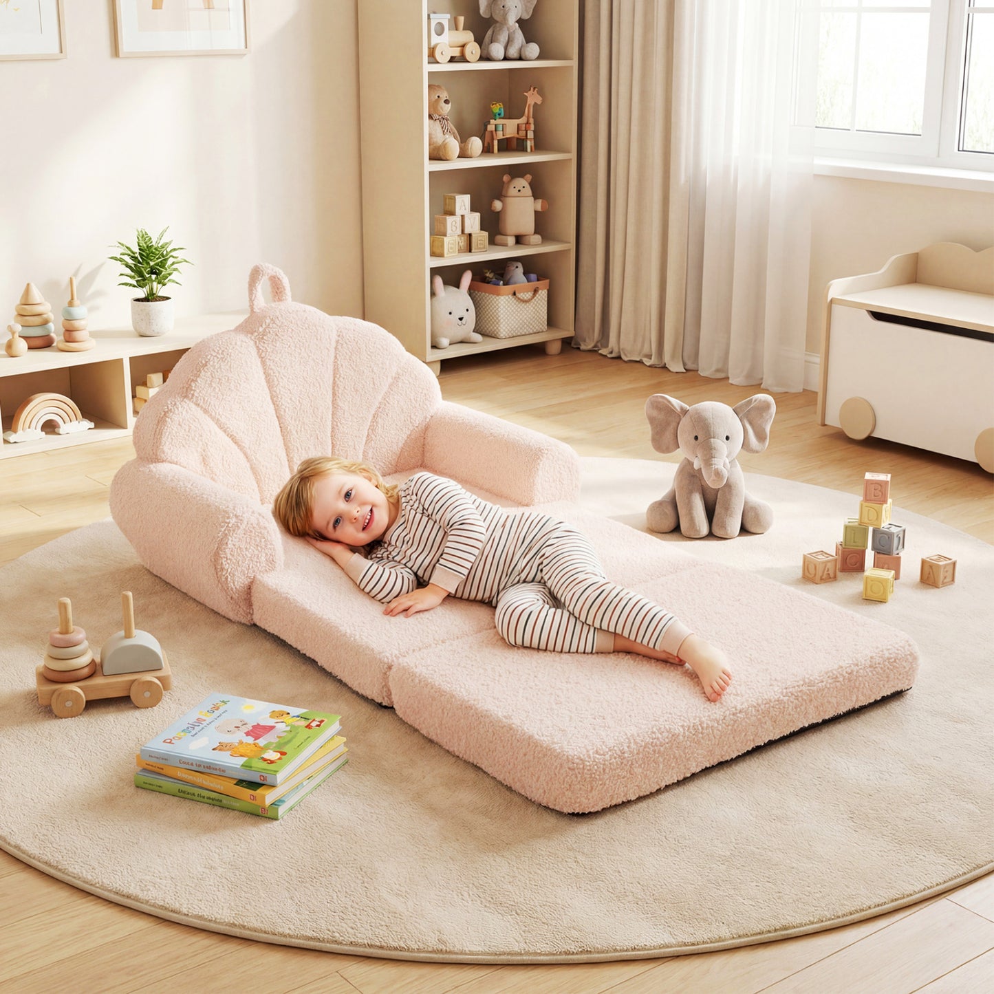 Convertible Kids Sofa 2-in-1 Fold Out Toddler Chair