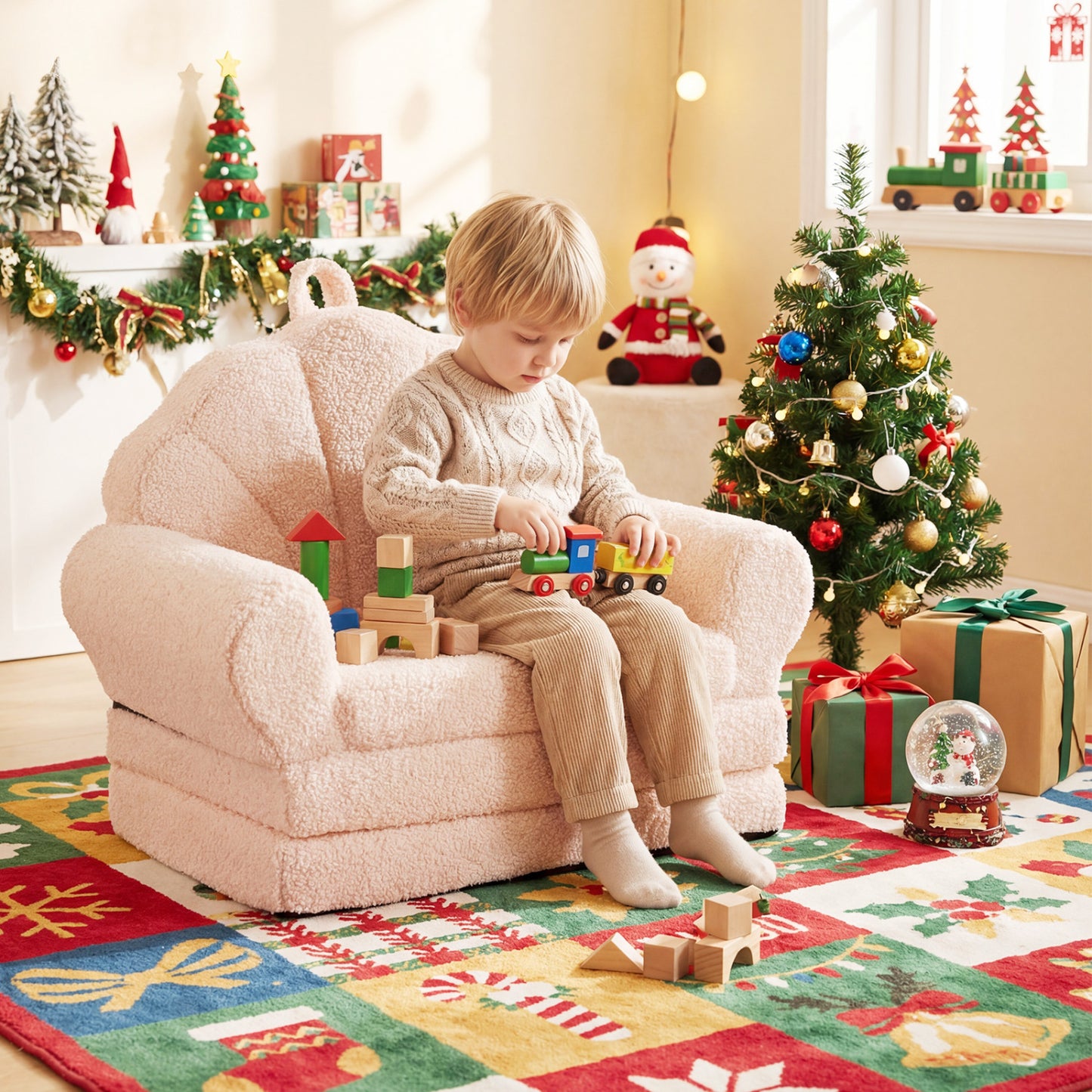 Convertible Kids Sofa 2-in-1 Fold Out Toddler Chair