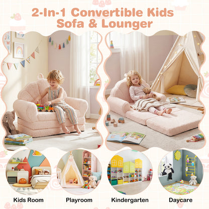 Convertible Kids Sofa 2-in-1 Fold Out Toddler Chair