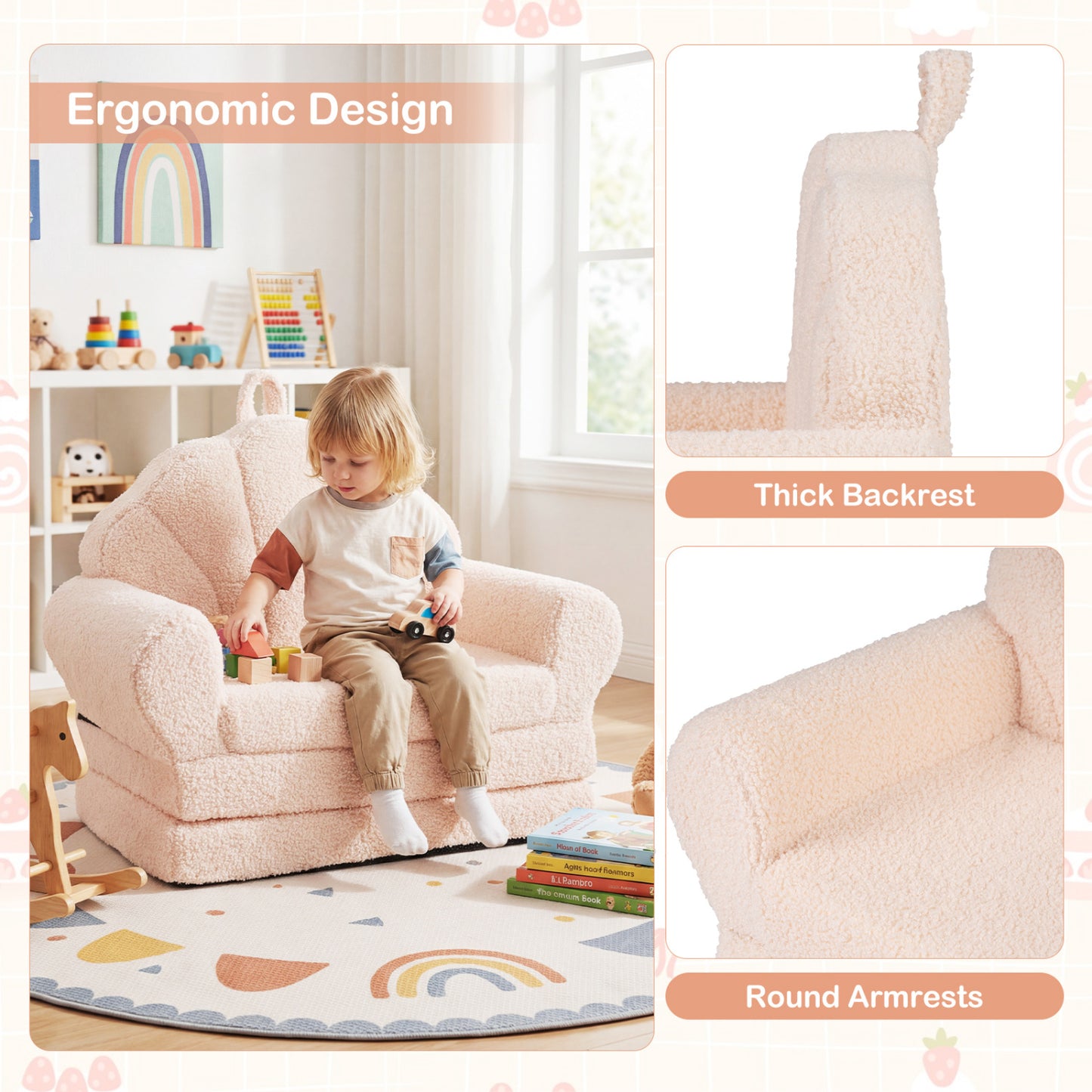 Convertible Kids Sofa 2-in-1 Fold Out Toddler Chair