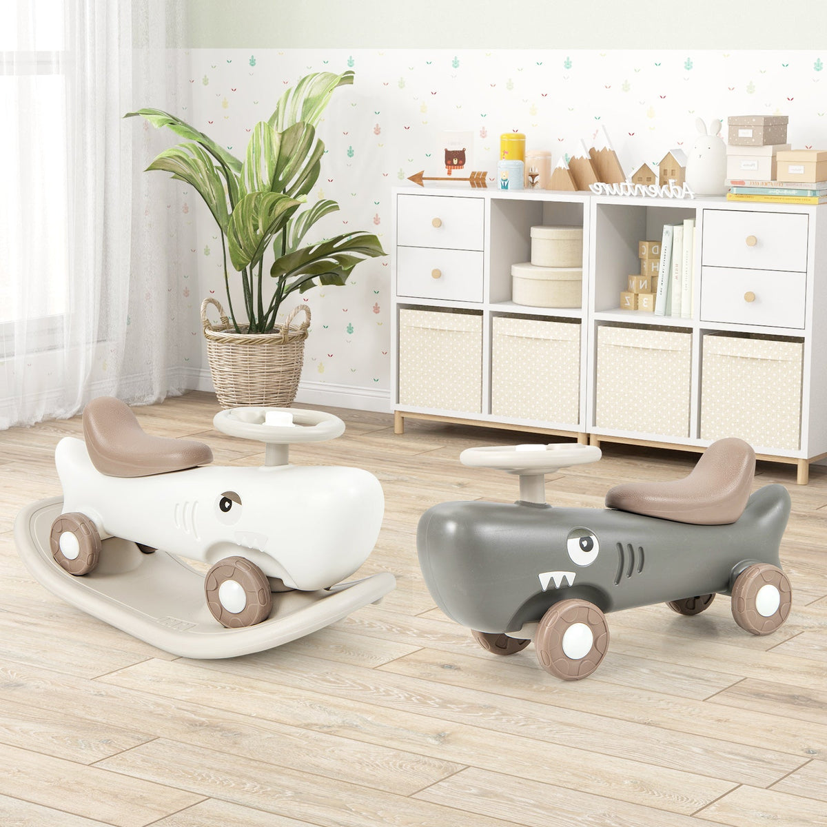 Convertible Rocking Horse and Sliding Car with Detachable Balance Board