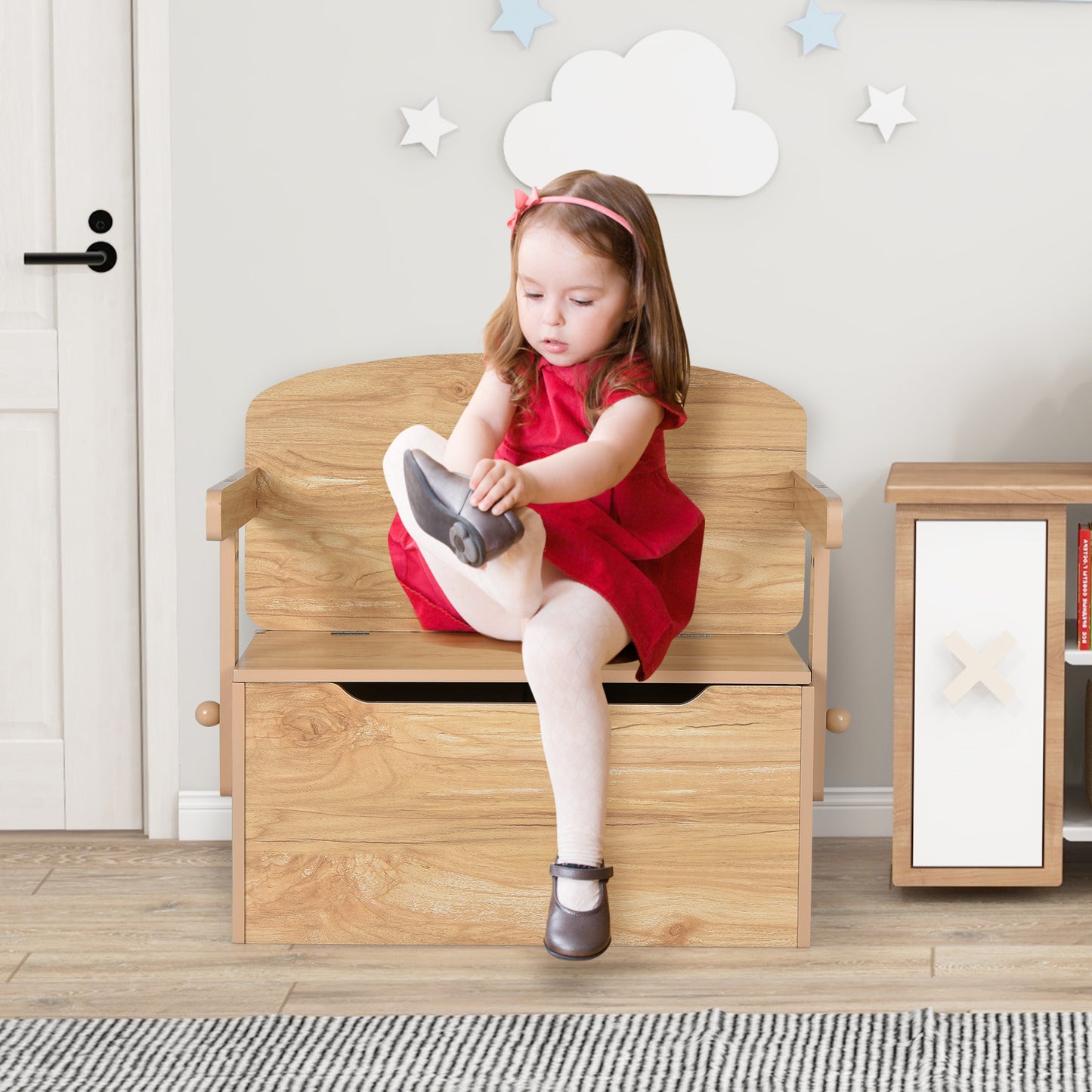 Kids Convertible Storage Bench Activity Table and Chair Set