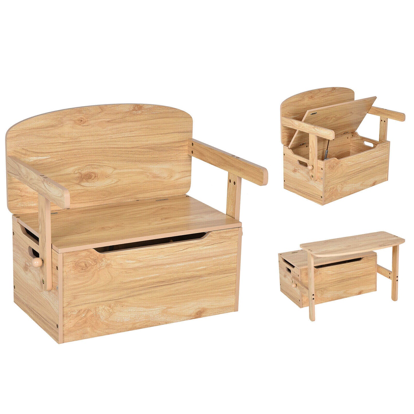Kids Convertible Storage Bench Activity Table and Chair Set