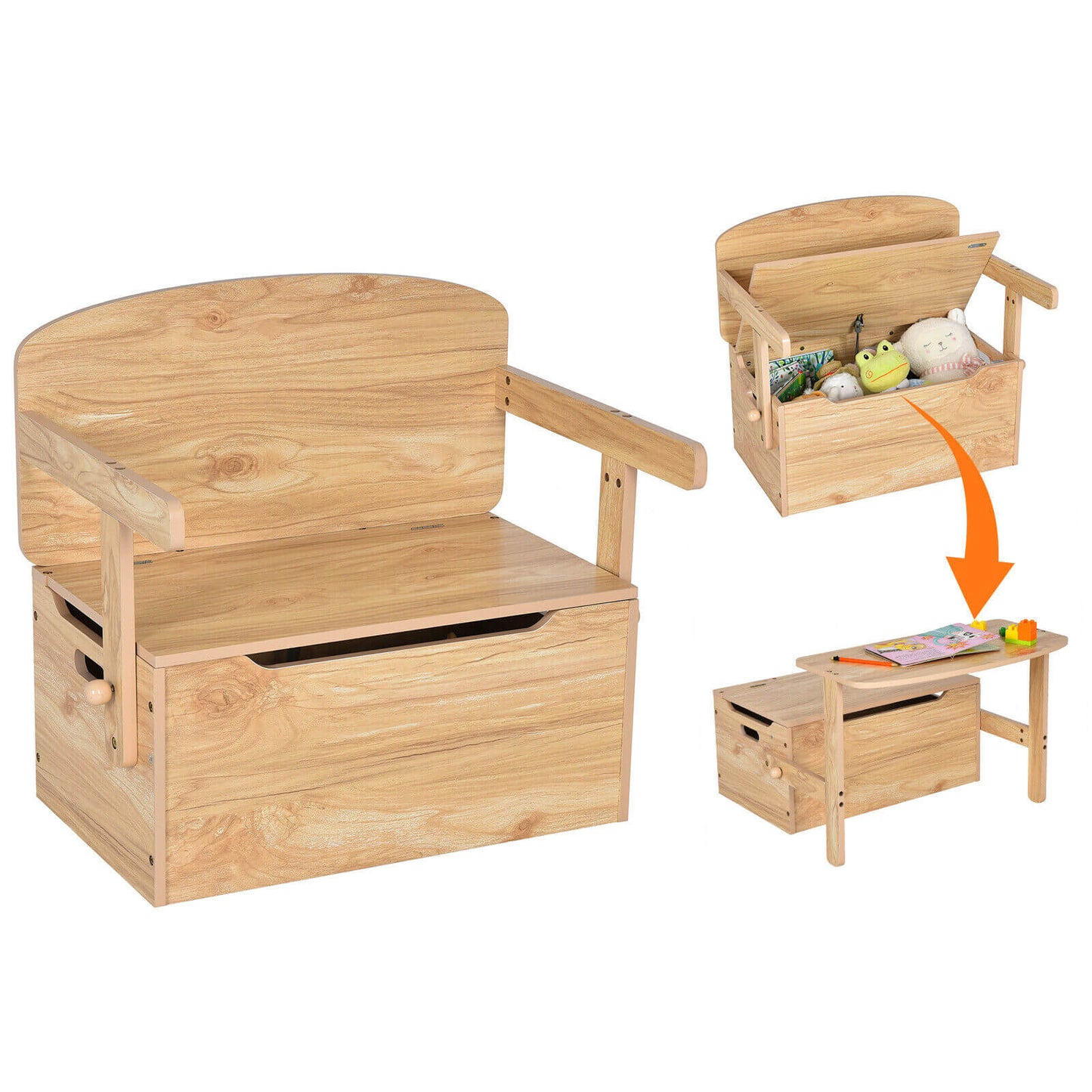 Kids Convertible Storage Bench Activity Table and Chair Set