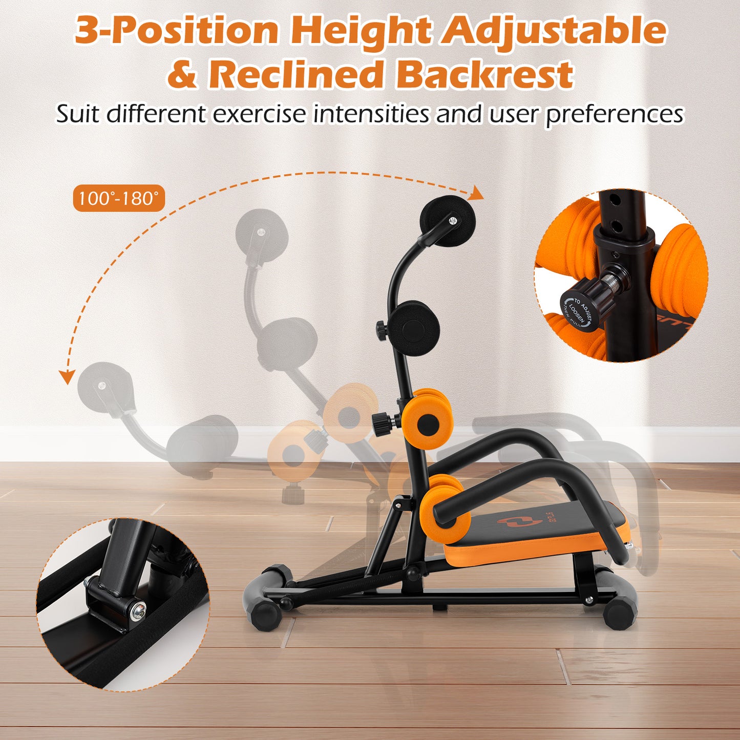 Abdominal Crunch Trainer Bench with 3 Adjustable Heights