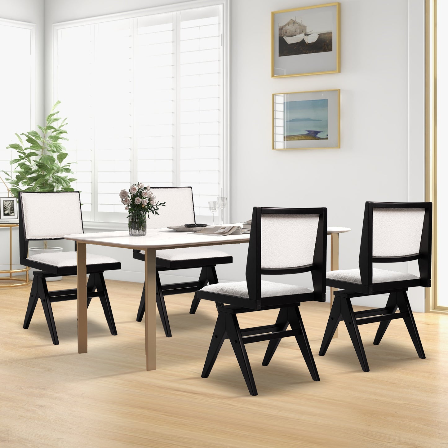 Swivel Dining Chairs Set of 2 with Padded Seat - Black
